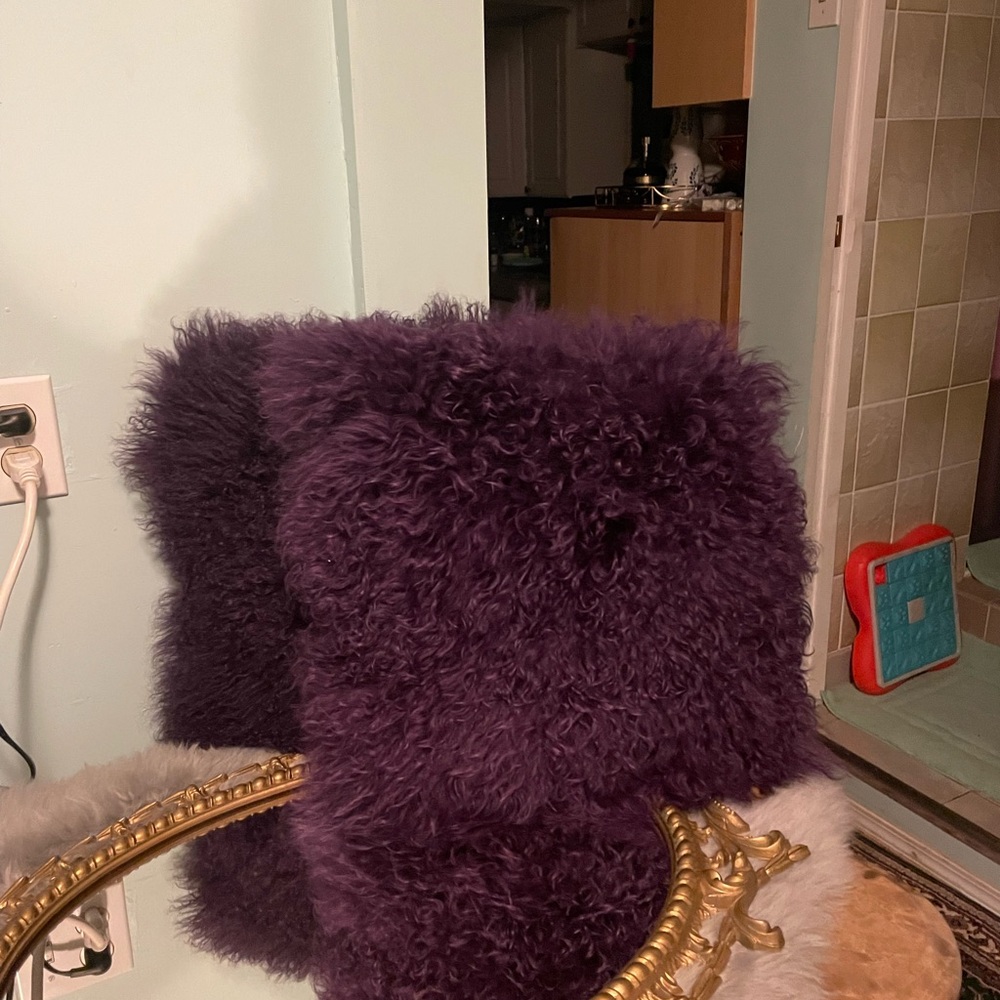 Plush Purple Faux Fur Throw Pillow - Home Accents